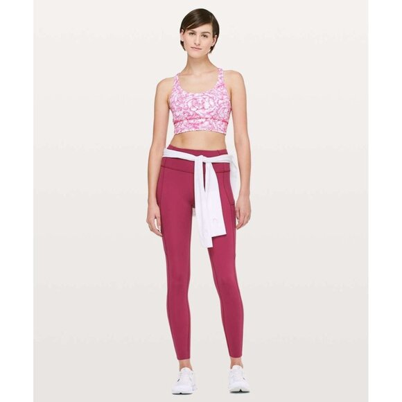 LULULEMON Energy Floral Bloom White Star Ruby Long Line Sports Bra, Size 12 - Picture 2 of 16